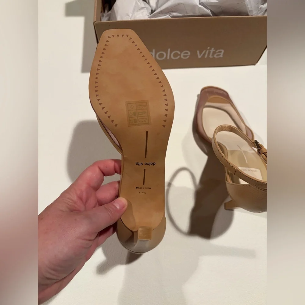 New Dolce Vita Cafe Serlo Mesh Stiletto Heels Ankle Strap Nude Size 9